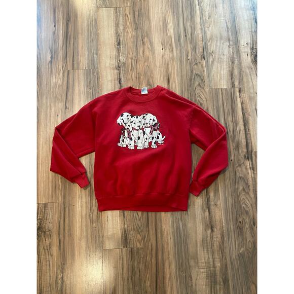 Vintage 1990 Dalmatians Puppy Crewneck L Sweater 90s Crewneck Grandma Streetwear - Picture 1 of 10